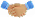 Blue and peach 3D-rendered handshake icon symbolizing business or agreement.